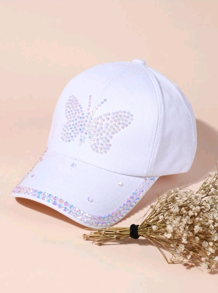 Rhinestone Butterfly Baseball Hat