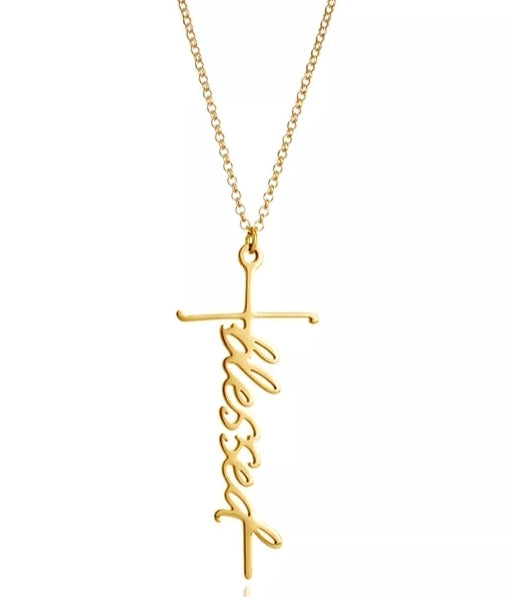 Cross / Blessed Silver or Gold Pendant Necklace with 18inch Chain