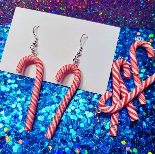 Christmas Candy Cane Resin Earrings