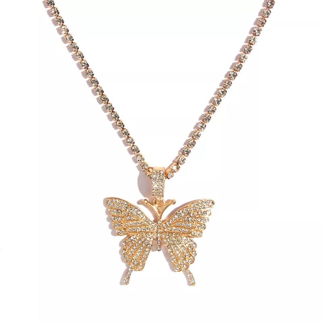 Full Rhinestone Luxury Statement Butterfly Necklace  (Available in Gunmetal, Gold, Silver or Rose Gold!)