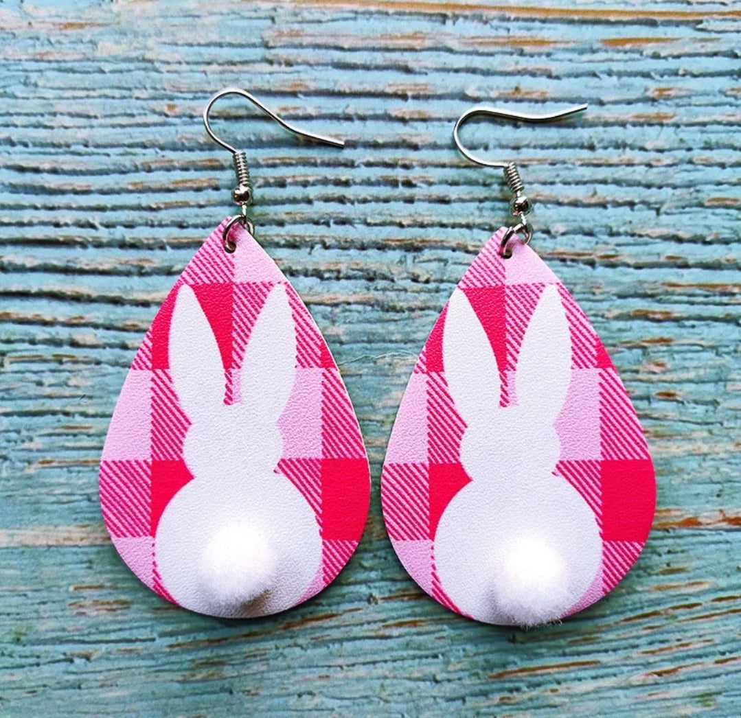 Easter, Bunny Plaid Earrings