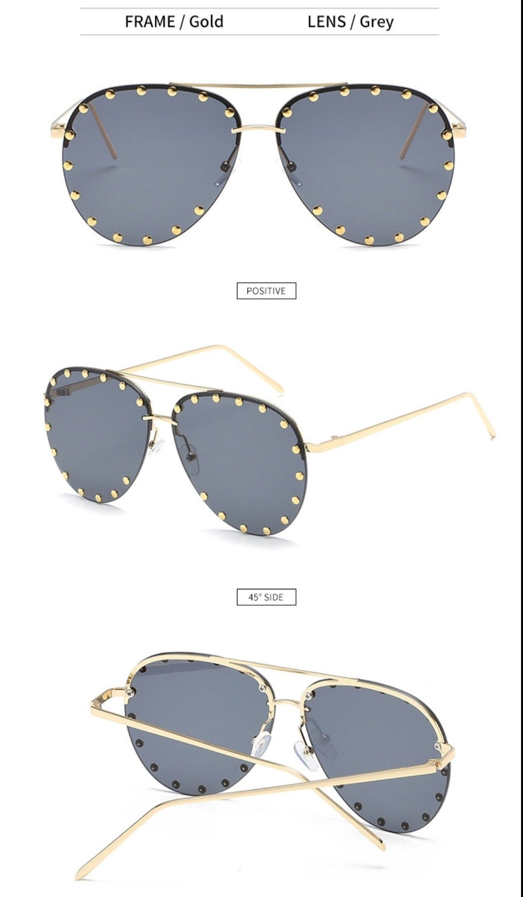 Ladies Rivet Pilot Luxury Style Sunglasses